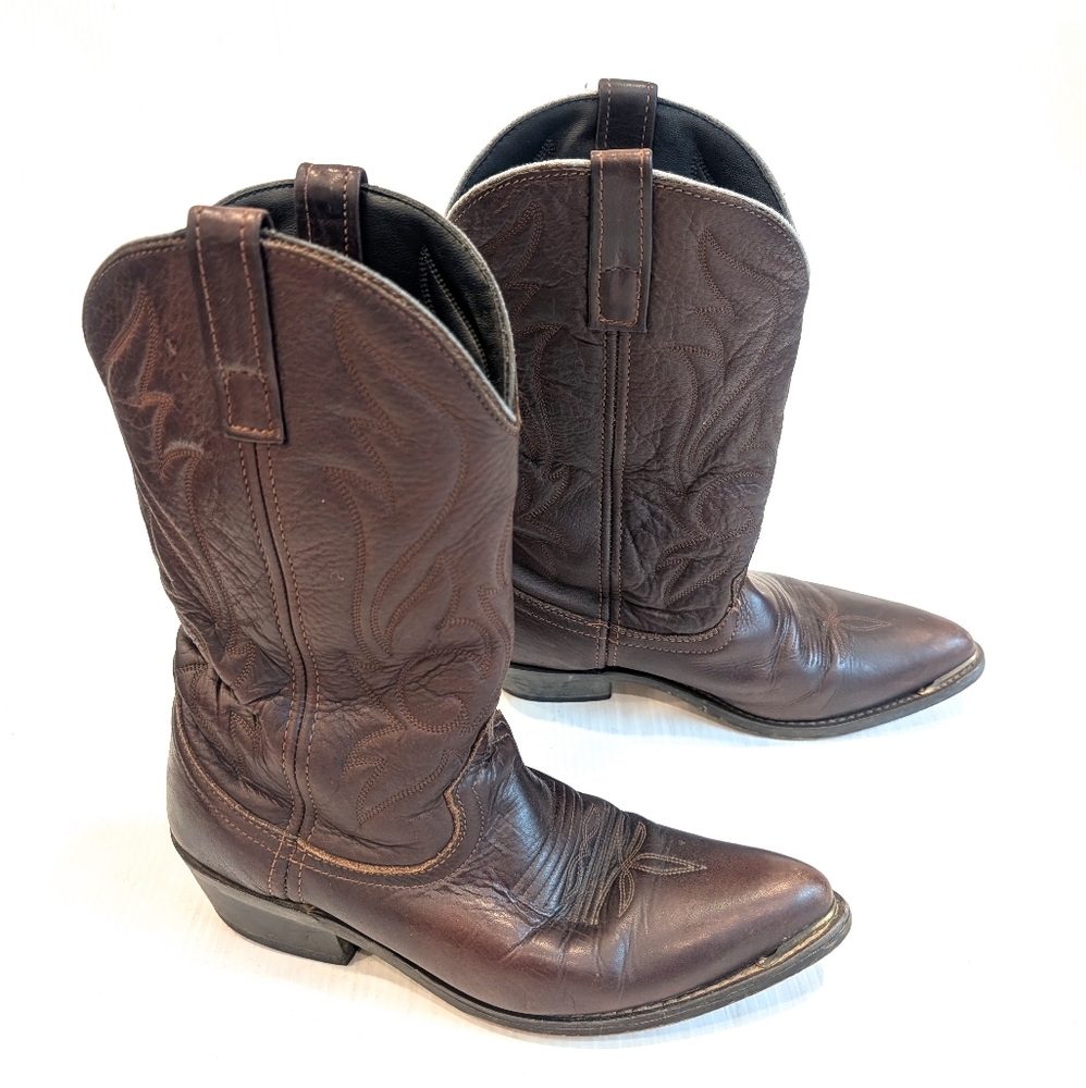 MASTERSON RB886 Men's Brown Tooled Leather Cowboy Westen Boots Size 9